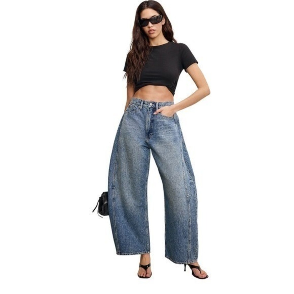 Good American Good Extreme Baggy Jeans Blue High Rise Wide Balloon Leg Size 4 27